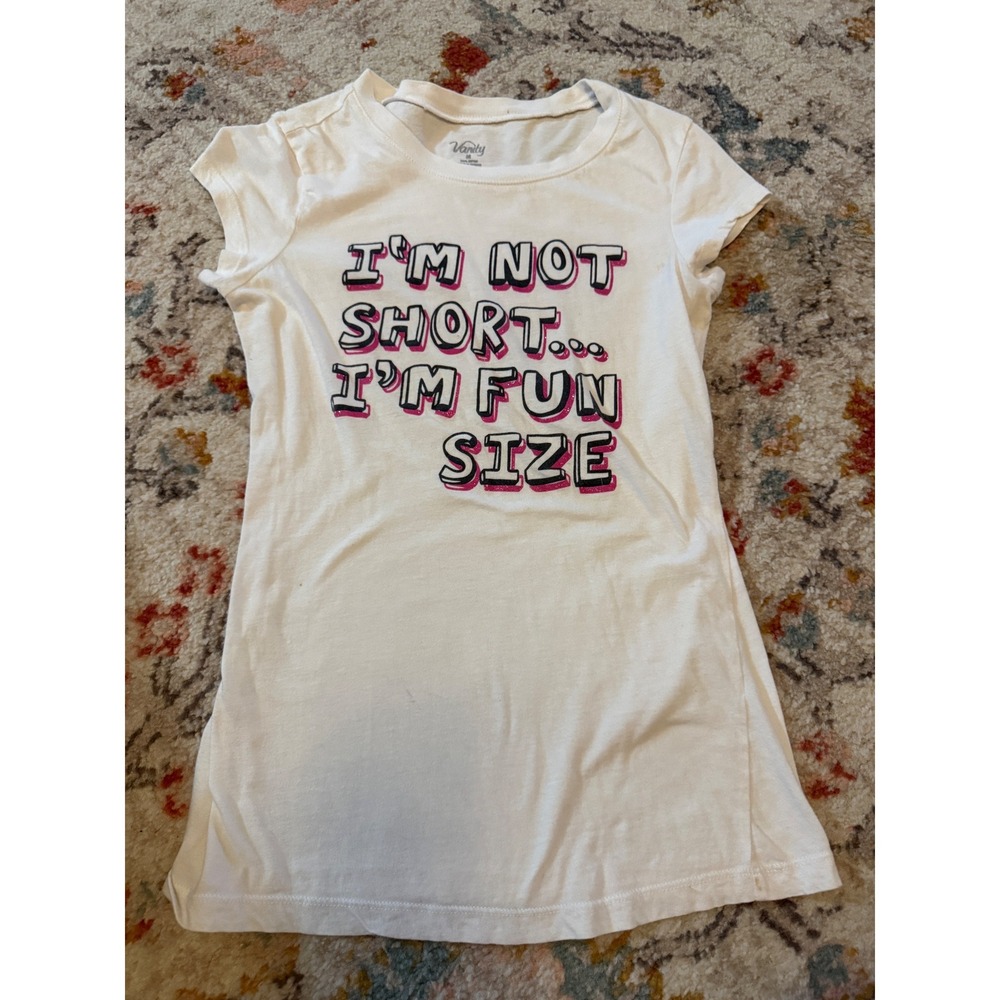 Vanity Vintage Y2K Baby Tee White Im Not Short Im Fun Size Graphic Shirt M